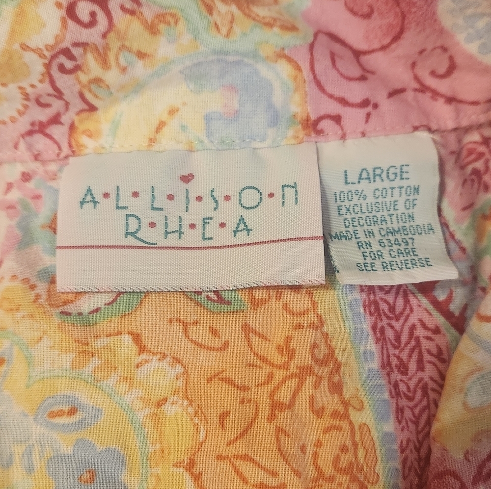 Allison Rhea Pink and Orange Paisley Pajama Set Large (7771) - Picture 3 of 5